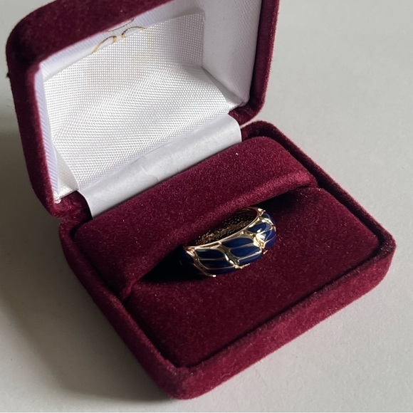 Grace Kelly Collection GPK 18k Gold Plated Enamel Woven Ring - Picture 1 of 6